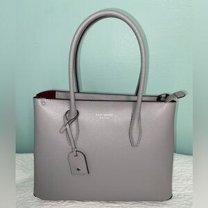 NWT Kate Spade Light Gray Medium Top Zip Satchel Purse
